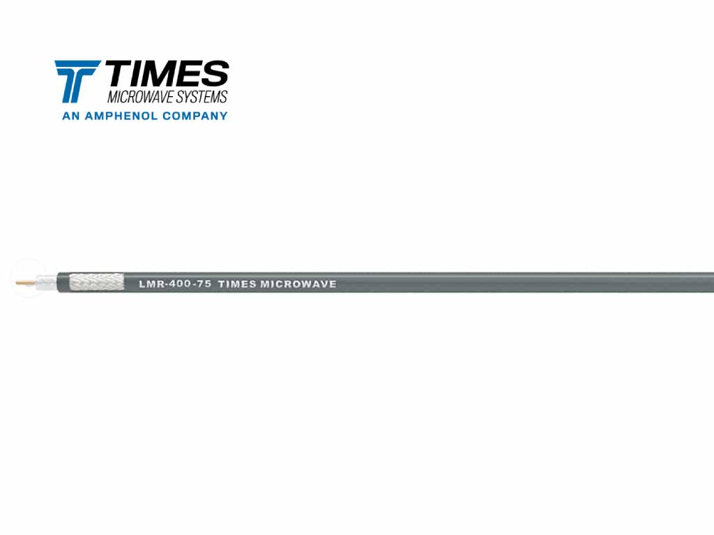 75 Ohms LMR-400-75 coax cable with UV and weather-resistant jacket.