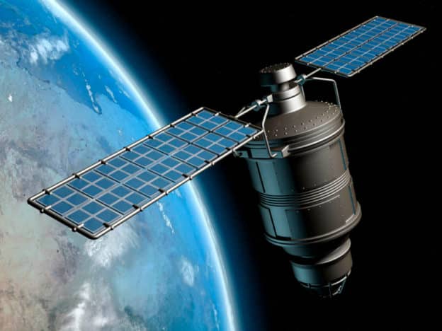 two-panel satellite in deep space RF systems