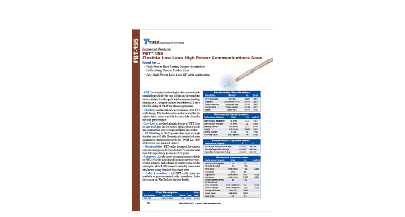 FBT-195 Coax Cables Datasheet