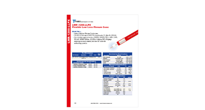 LMR-1200 LLPX Coax Cables Datasheet